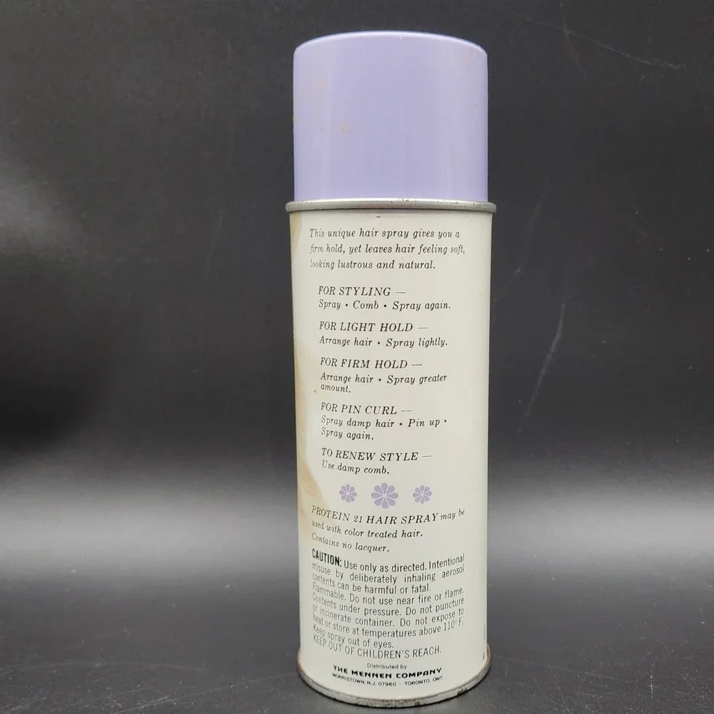 Mennen 13oz Purple Protein 21 Extra Hold Hair Spray Vintage 70s Prop Collectible